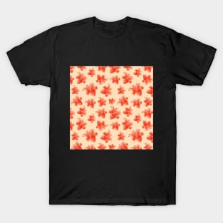 Watercolor flower pattern - red and beige T-Shirt